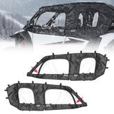 Kemimoto cab enclosure water-resistant upper doors protect cab interior in wet conditions.