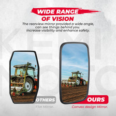 KEMIMOTO convex mirror view expands rear visibility for obstacle spotting.