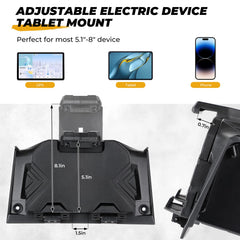 Tablet holder above dashboard enabling convenient charging while riding