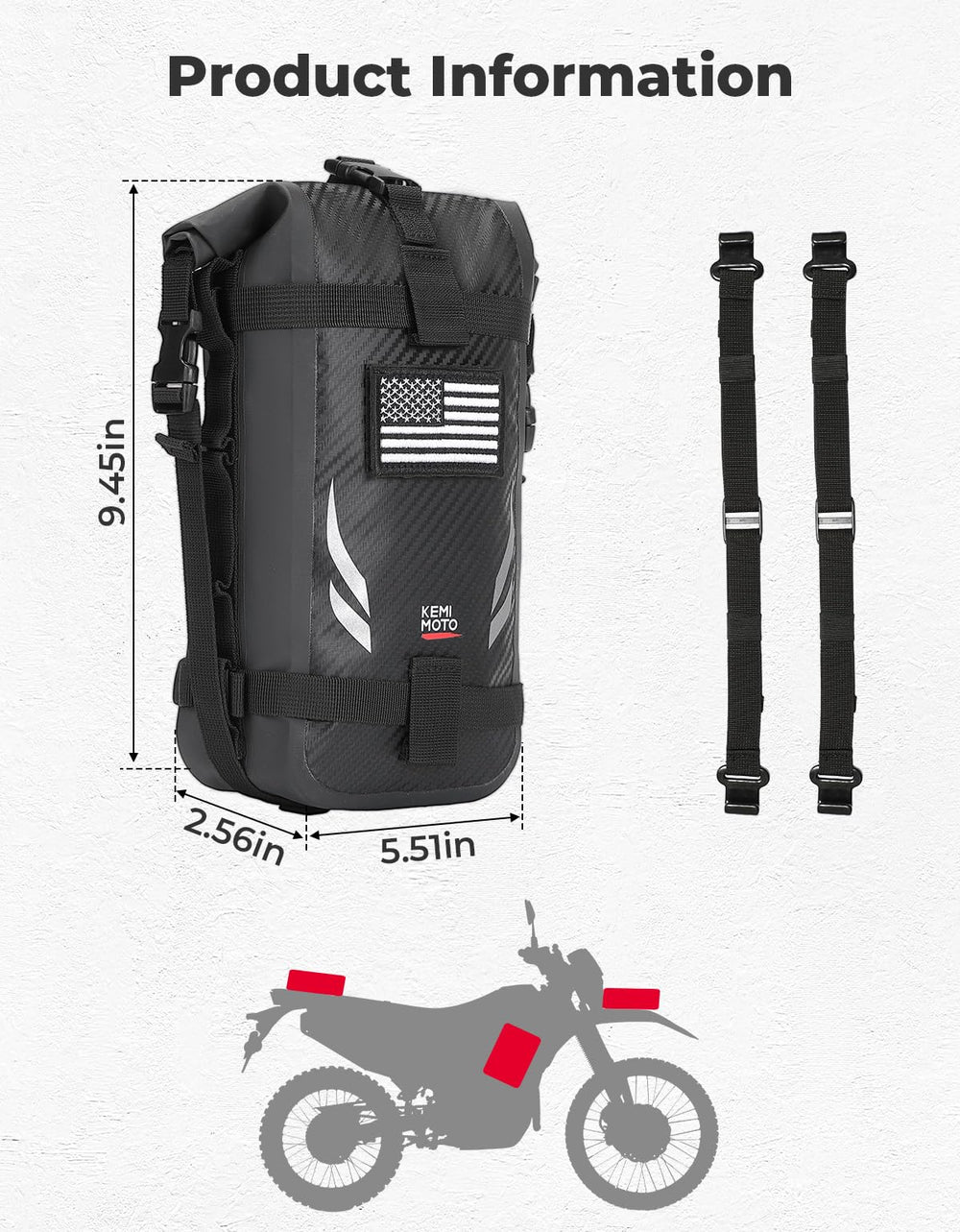 KEMIMOTO bag features reflective strips for high visibility in low light.