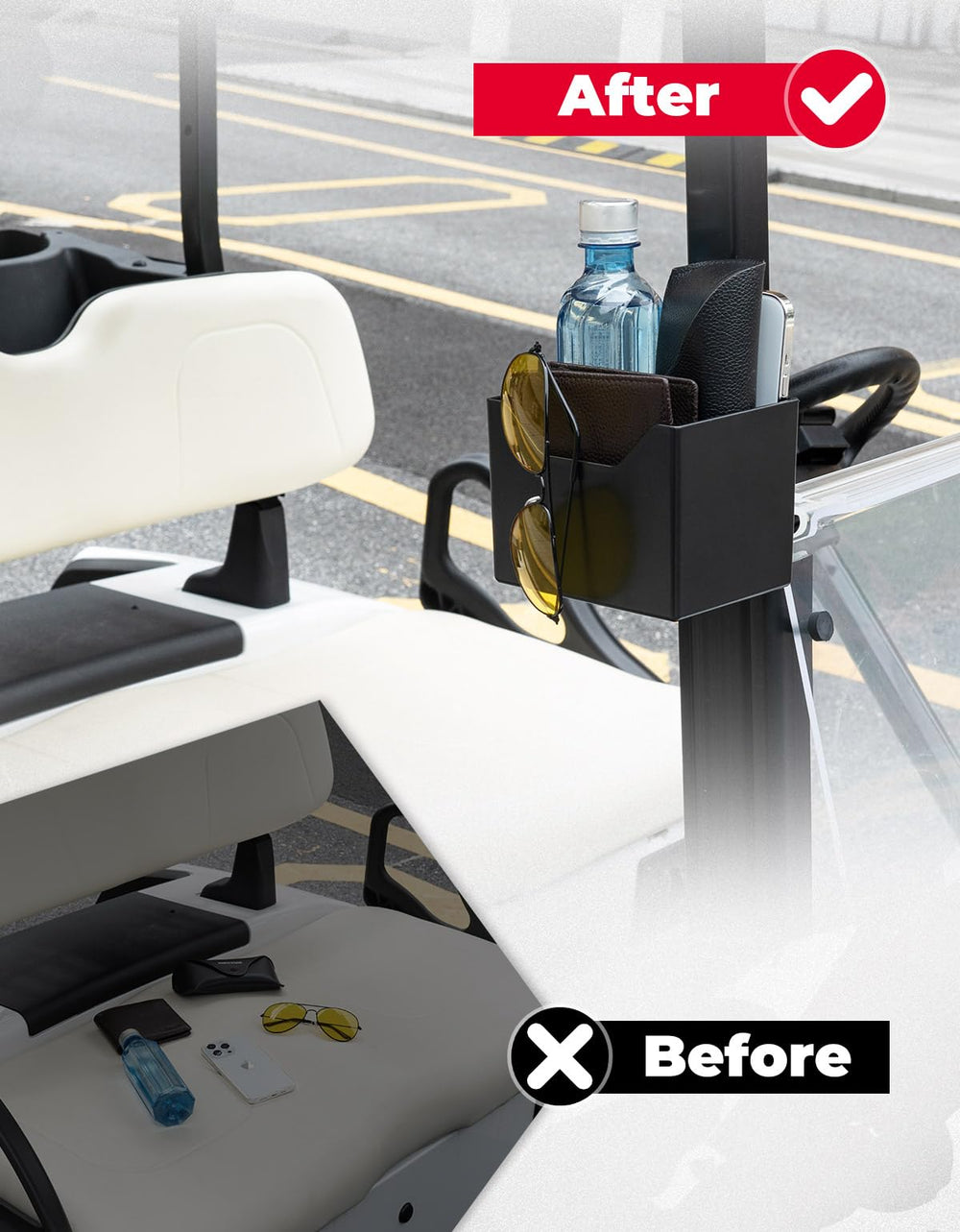 KEMIMOTO easy-install magnetic holder provides quick access to bottles and cards.