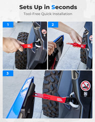 KEMIMOTO easy-installation door latches snap on without tools.