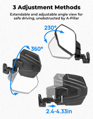 KEMIMOTO extendable, adjustable mirror angle lets you dial in the perfect view.