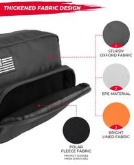 Kemimoto handlebar tool bag interior orange lining aiding item visibility.