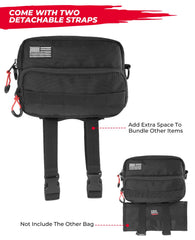 Kemimoto handlebar tool bag mounted behind fairing for versatile placement.