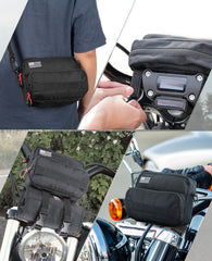 Kemimoto handlebar tool bag outer pocket in polar fleece protects glasses.