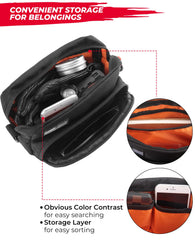 Kemimoto handlebar tool bag side view highlighting secure mounting options.
