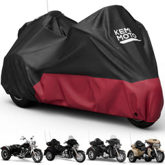KEMIMOTO heavy-duty 3-wheel cover with antenna opening protects your bike from dust, rain, and sun.