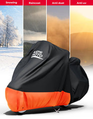 KEMIMOTO heavy-duty cover on a bike with a top box guards against sun and dust