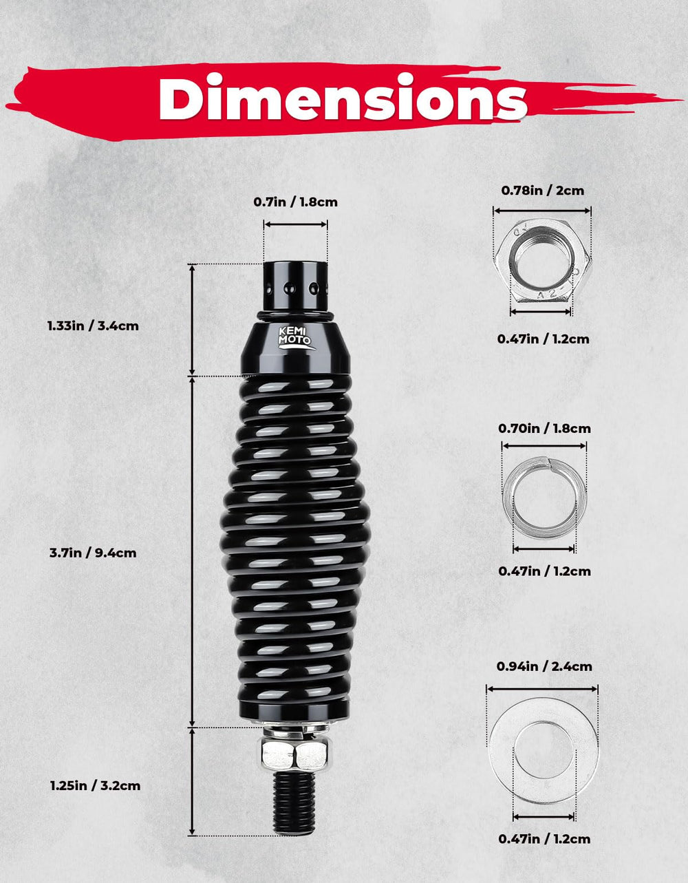 KEMIMOTO heavy-duty spring steel base with black coating for durability.