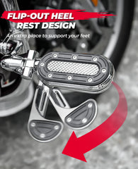 KEMIMOTO heel rest folded for compact storage during city riding