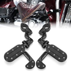 KEMIMOTO highway pegs mounted on the left side of a 1.25" engine guard for leg stretch on long rides.