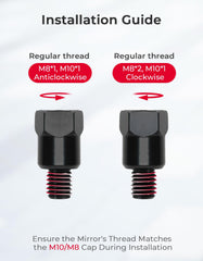 KEMIMOTO mirrors with M8/M10 thread mounts fit a wide range of handlebars.