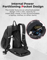 KEMIMOTO in daily commute setup with laptop and helmet