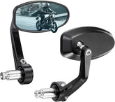 KEMIMOTO bar end mirror with blue lens on left enhances rear visibility