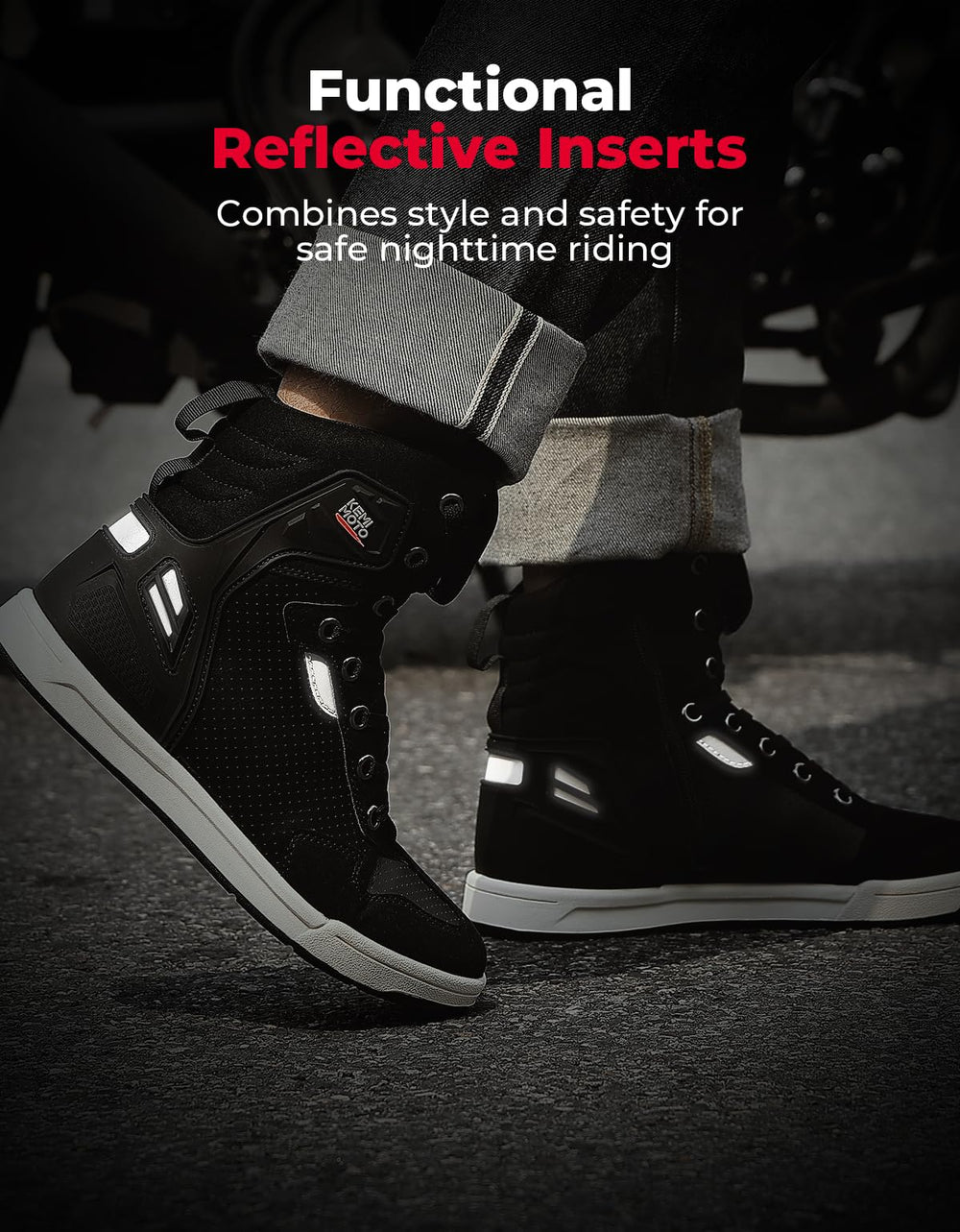 KEMIMOTO secure lacing system supports distraction-free riding.