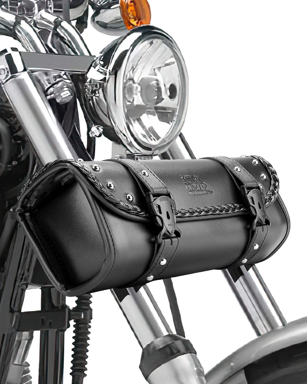 KEMIMOTO fork bag mounted on handlebars for organized essentials