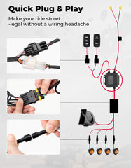 KEMIMOTO pre-wired harness simplifies installation with minimal splicing.