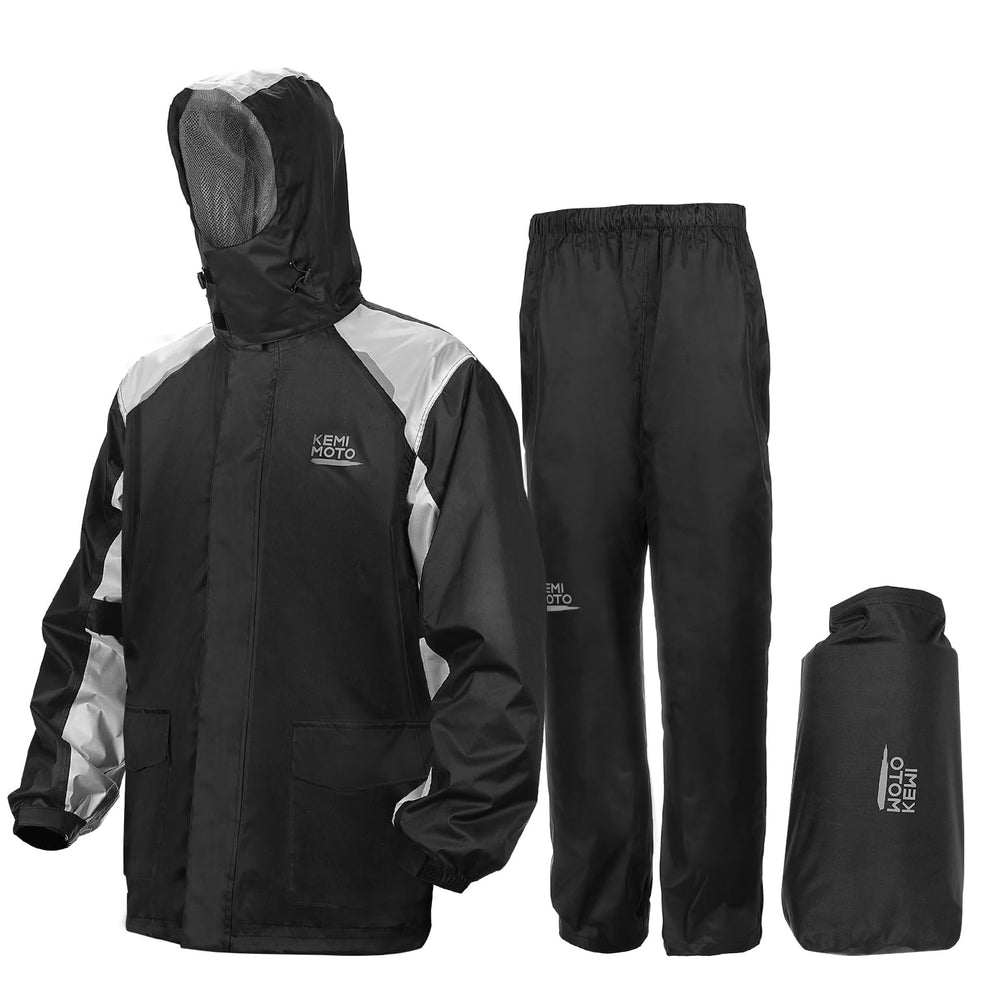 KEMIMOTO rain jacket shown with waterproof shell rated for heavy rain, keeping you dry.