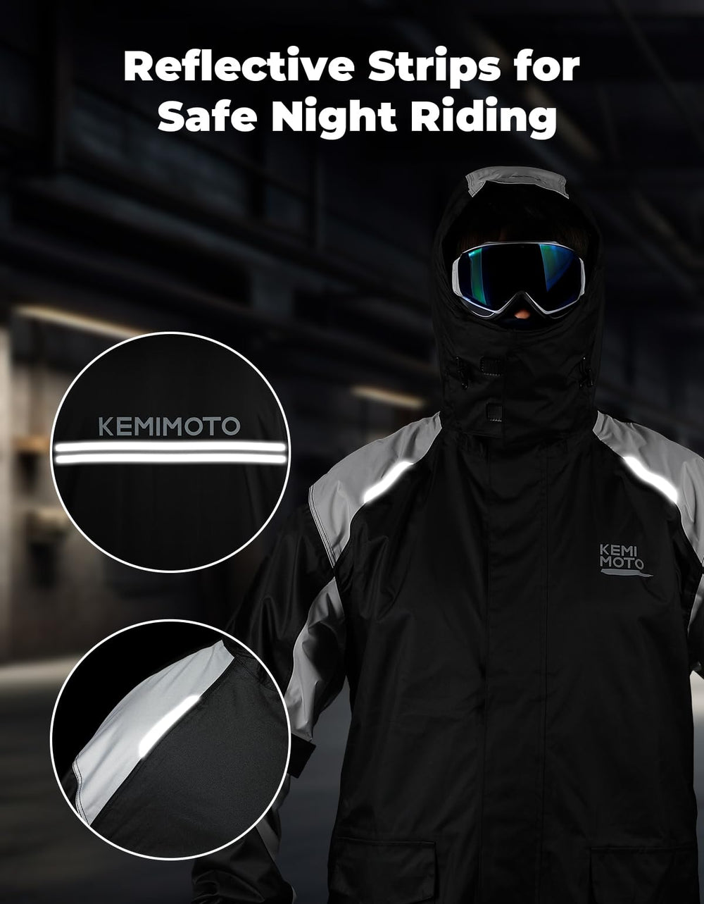 KEMIMOTO rain jacket pockets protect valuables from moisture during rides.