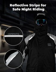 KEMIMOTO rain jacket pockets protect valuables from moisture during rides.