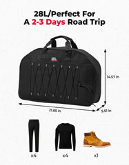KEMIMOTO 28L organizer packed with essentials keeps gear organized on trips.
