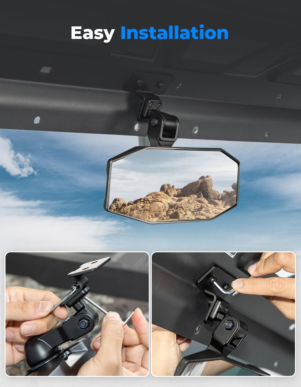 KEMIMOTO mirror installs on factory tongue with simple steps
