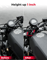 KEMIMOTO Rebel riser instrument panel position demonstrates adjustable visibility.