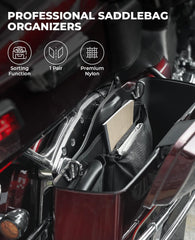 KEMIMOTO saddle bag organizers installed on Road Glide enable quick access
