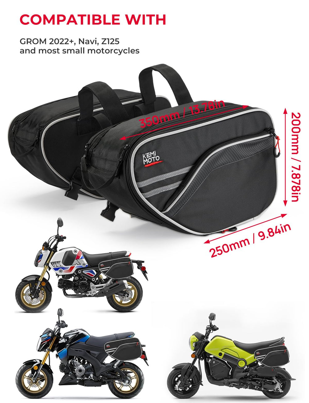 KEMIMOTO saddlebags mounted on a motorcycle during installation