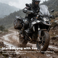 KEMIMOTO saddlebags wheel-contact protection guards against wear during rides.