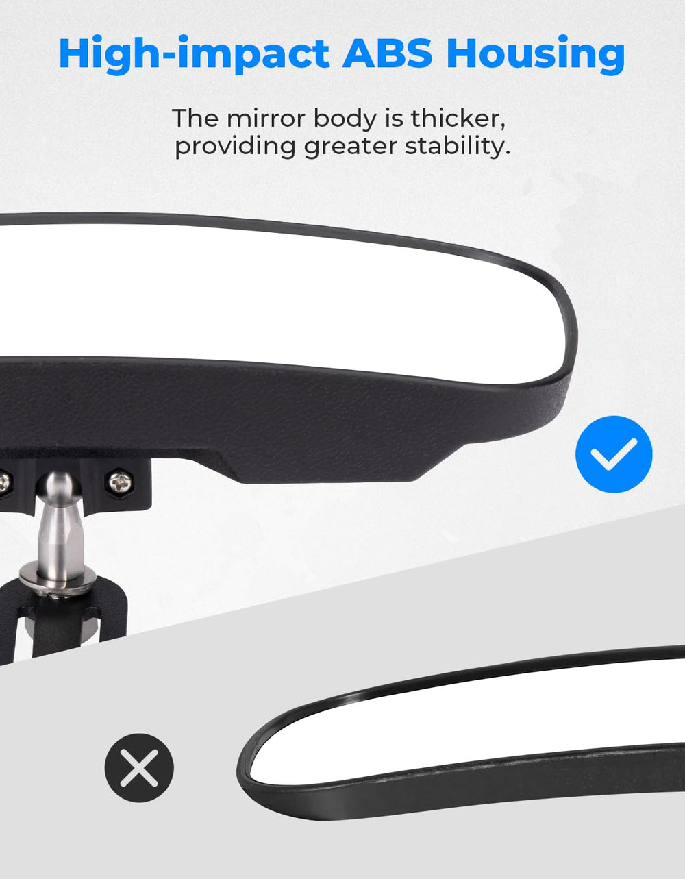 KEMIMOTO shatterproof rear view glass minimizes break risk on rugged trails