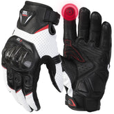 KEMIMOTO sheepskin leather gloves back view showing durable grip for winter rides.