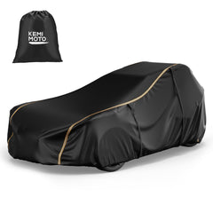 KEMIMOTO Slingshot roof cover front view showing snug fit and reflective strips.
