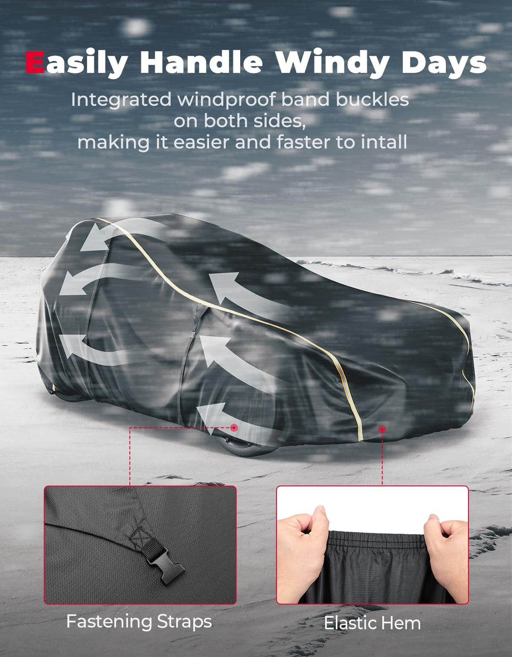 Reflective strips on the KEMIMOTO cover boost low-light visibility.