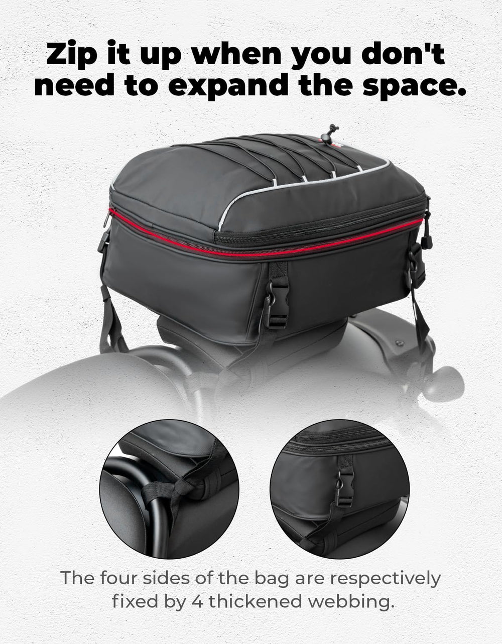 KEMIMOTO tail bag easy-install design for quick mounting.