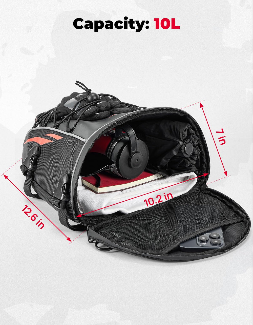 KEMIMOTO waterproof tail bag with rain cover protecting gear during rain.