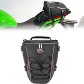 KEMIMOTO tail bag setup on a motorcycle rear rack keeps essentials secure.