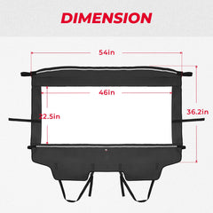 Rolled-up Kemimoto rear window demonstrates compact storage and transport convenience