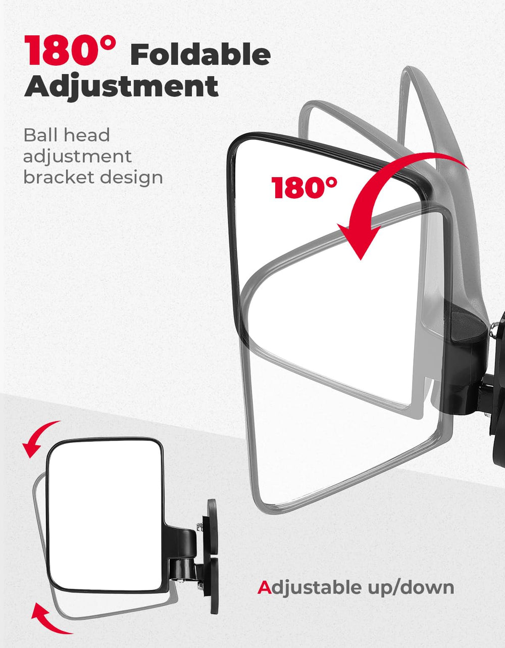 KEMIMOTO large rear-view mirror provides a distortion-free field of view.