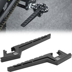KEMIMOTO universal passenger footpegs on enduro bike provide stable support on rough terrain.
