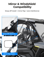 KEMIMOTO soft doors fit over mirrors for unobstructed visibility