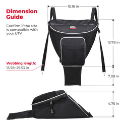 KEMIMOTO UTV Center Storage Bag mesh pocket keeps phone within reach.