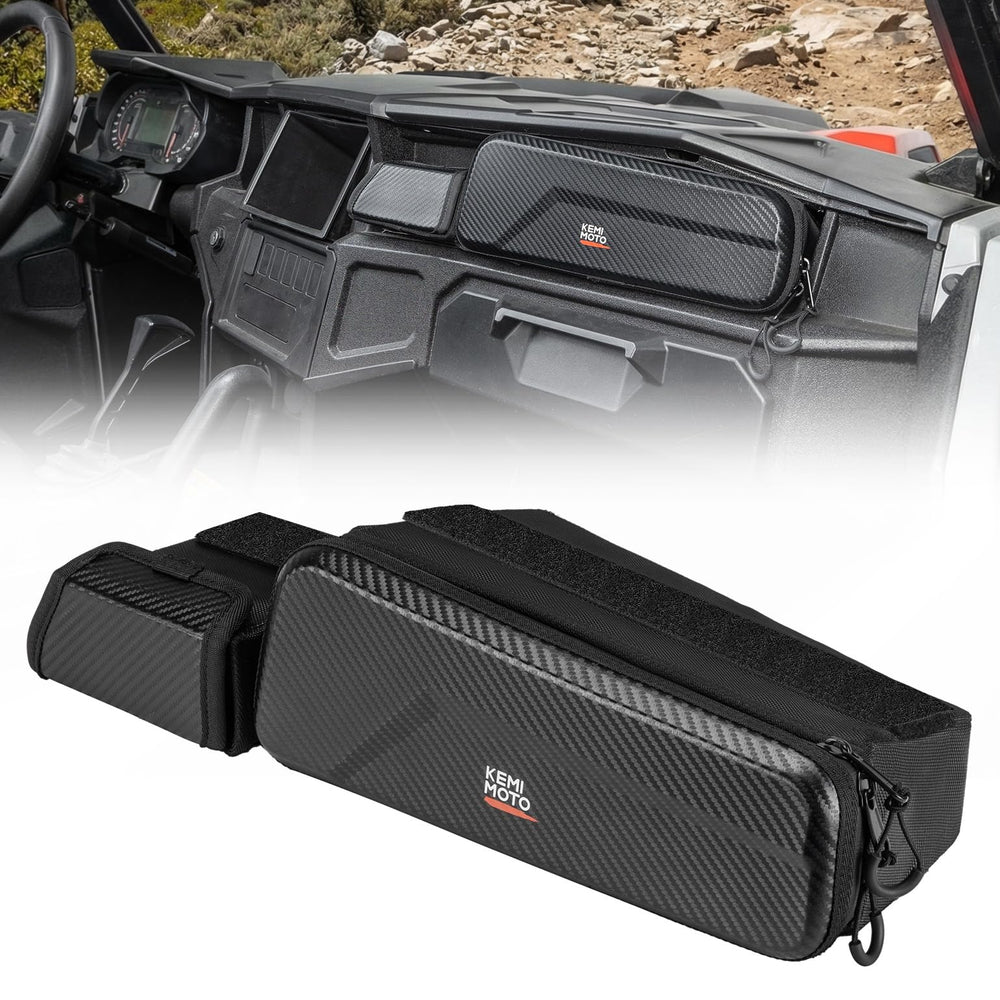 KEMIMOTO UTV dashboard bag front view with quick-access storage for essentials.