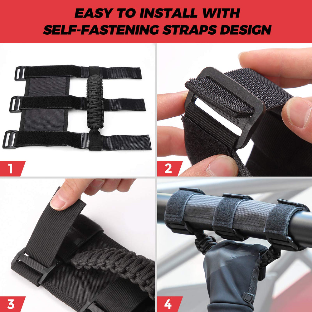KEMIMOTO utv grab handles nylon texture for durable secure hold during rough rides