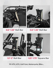 KEMIMOTO UTV Phone Mount uses anti-slip sponge clamps to resist vibration