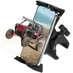 KEMIMOTO UTV Phone Mount on round bar attachment for secure navigation on rough trails