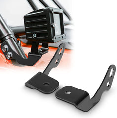 KEMIMOTO UTV pod light brackets mounted on a-pillar for Polaris RZR, quick bolt-on setup.