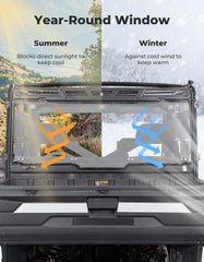 KEMIMOTO UTV rear window for Polaris Ranger 1000 Crew provides improved rear visibility.