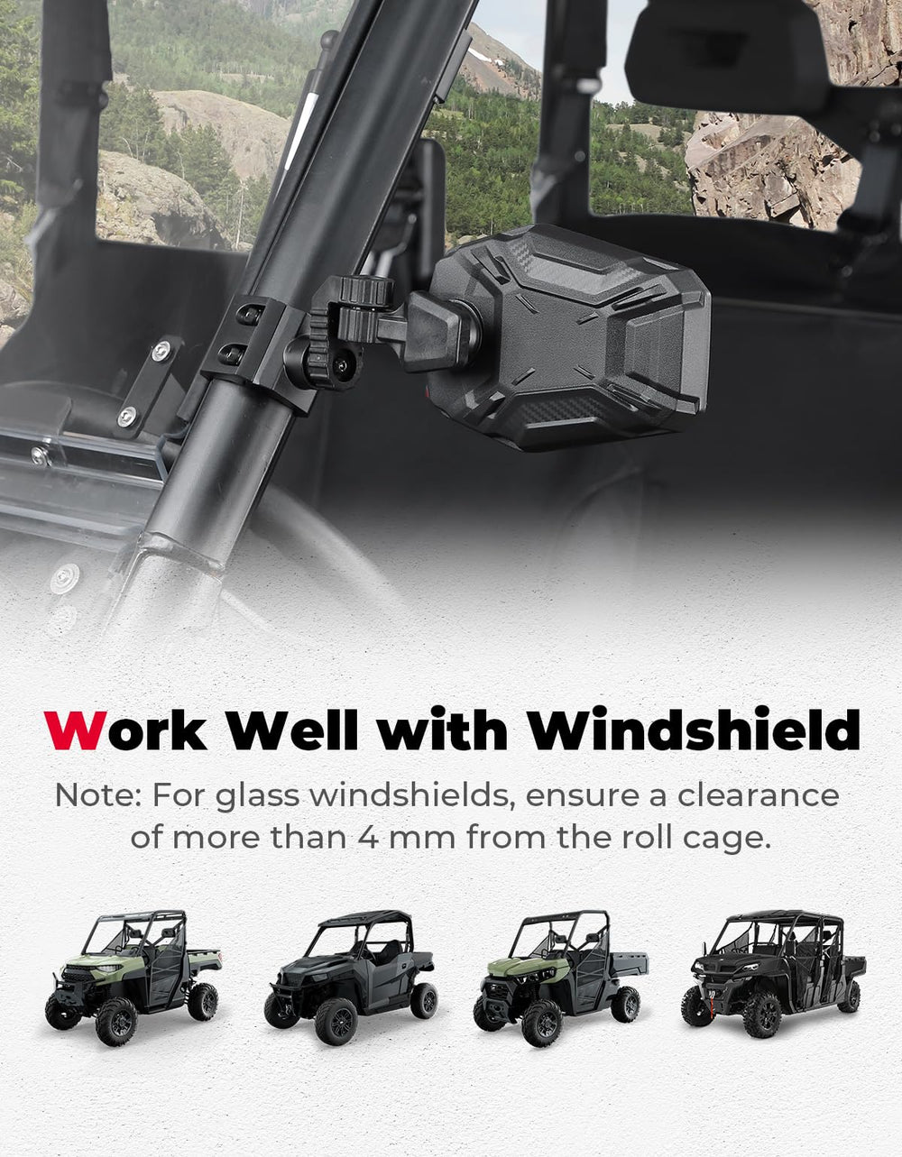 KEMIMOTO rearview mirror features 3-axis rotation for precise angle adjustment.